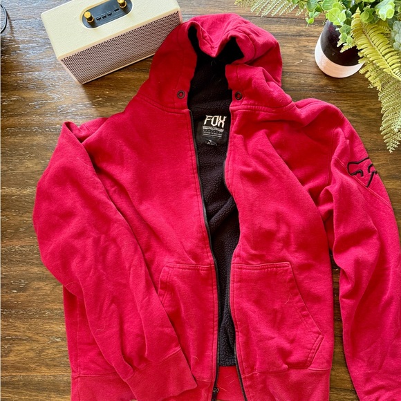 Men’s Fox Bold Red Sherpa Zip-Up Jacket - Picture 1 of 2